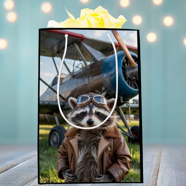 Raccoon Pilot Airplane Funny Photo Birthday (Skapare uppladdad)