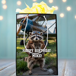 Raccoon Pilot Airplane Funny Photo Birthday Custom