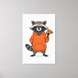 Raccoon Pizza Canvas –Funny Cartoon Pizza Wall Art