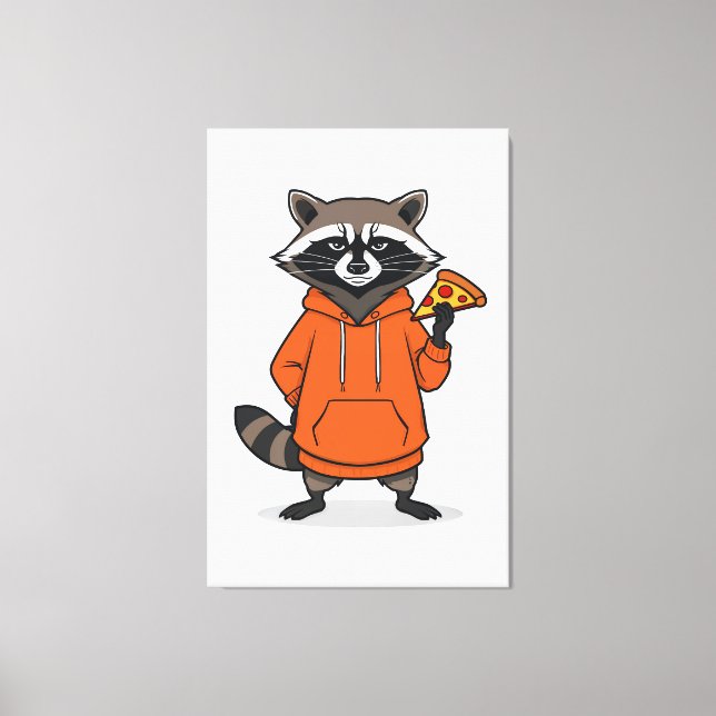 Raccoon Pizza Canvas –Funny Cartoon Pizza Wall Art (Framsida)