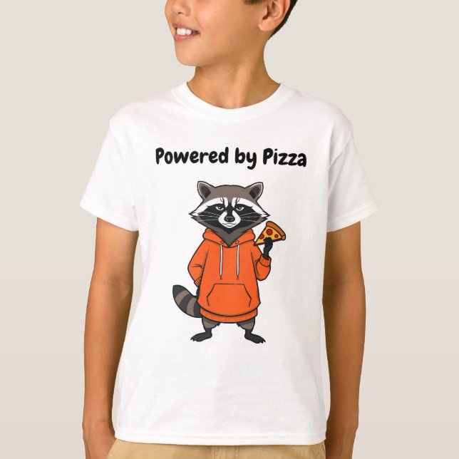 Raccoon Pizza Kids T-Shirt – Funny Cartoon Tee  (Framsida)