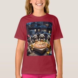 Raccoon pizza party t shirt