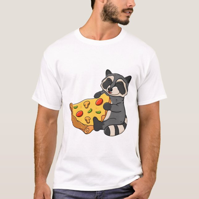 Raccoon Pizza T Shirt (Framsida)