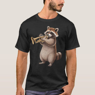 Raccoon Playing Trumpet Funny Trumpet Band Raccoon T Shirt