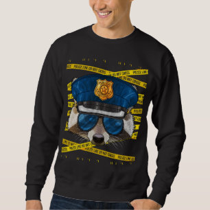 Raccoon polis Policeman Funny Police Anim Lång Ärmad Tröja