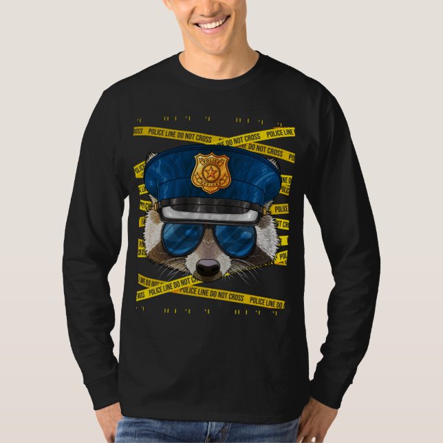 Raccoon polis Policeman Funny Police Anim T Shirt (Framsida)