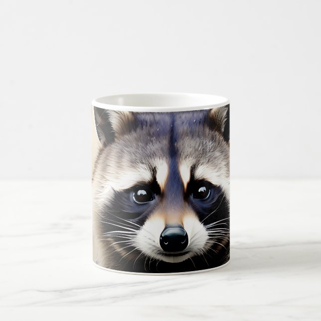 Raccoon Porträtt Watercolor Kaffemugg (Center)