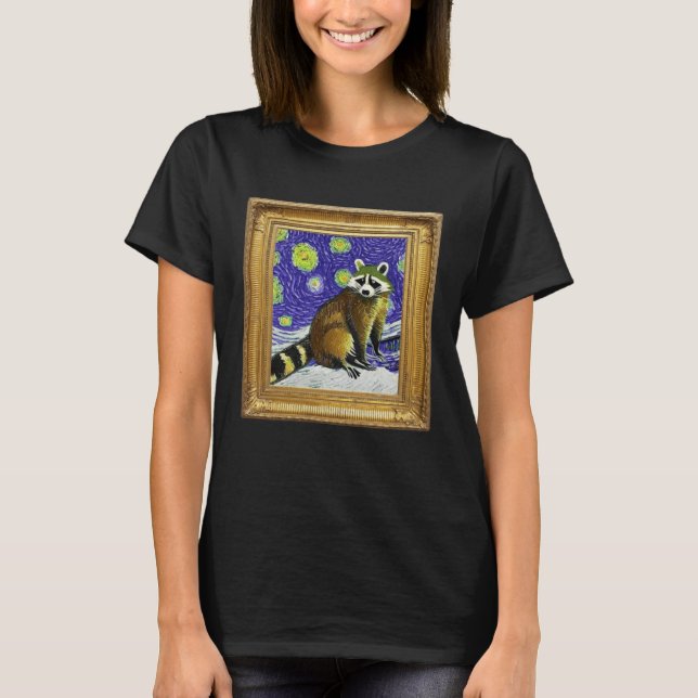 Raccoon Post Impressionism Artwork Artist Painting T Shirt (Framsida)