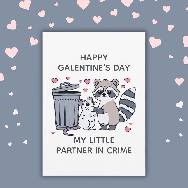 Raccoon Rat Partner In Crime Funny Galentine's Day Julkort (Raccoon Rat Partner In Crime Funny Galentine's Day Holiday Card
)