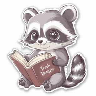 Raccoon Reading bok Klistermärken