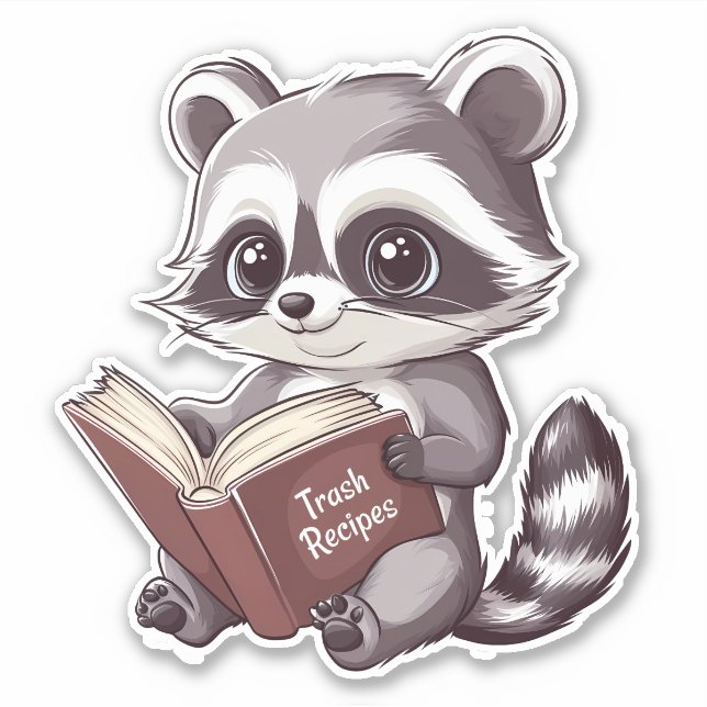Raccoon Reading bok Klistermärken (Framsida)