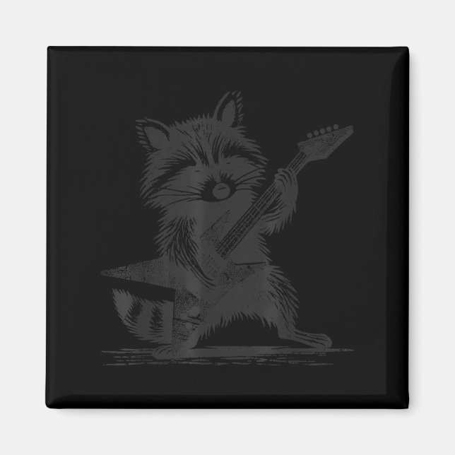Raccoon Rock Music For Men Women Band Kids Rocker  Magnet (Framsidan)