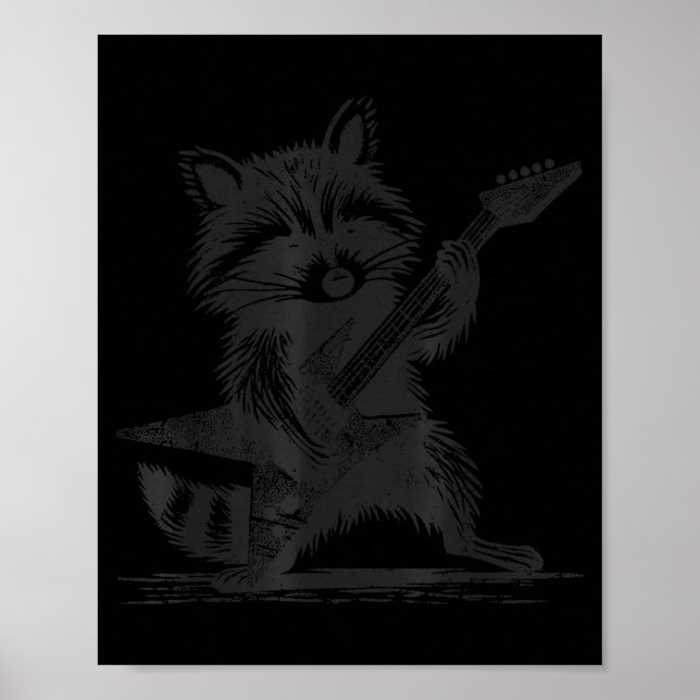Raccoon Rock Music For Men Women Band Kids Rocker  Poster (Framsidan)