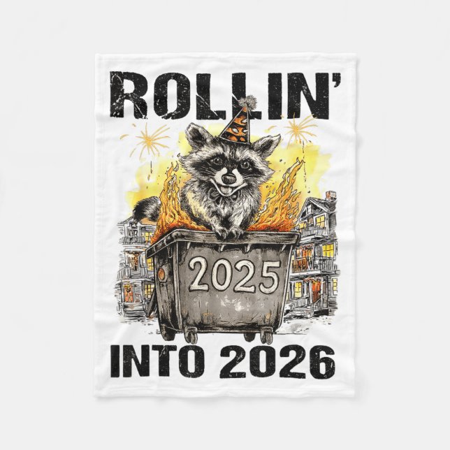 Raccoon Rolling Into 2026 Happy New Year 2026 Funn Fleecefilt (Framsidan)