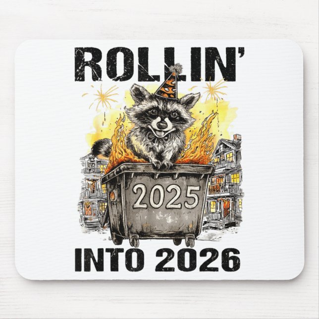 Raccoon Rolling Into 2026 Happy New Year 2026 Funn Musmatta (Framsidan)