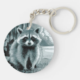 Raccoon Round Acrylic Keychain
