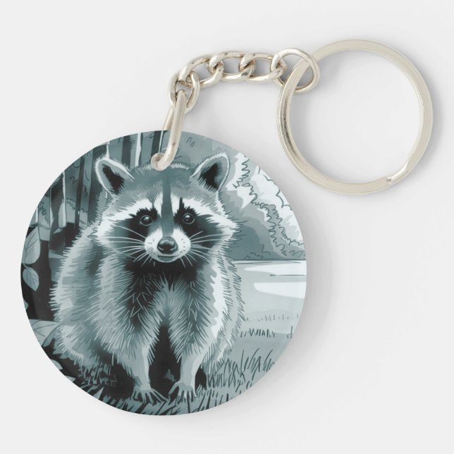 Raccoon Round Acrylic Keychain (Baksidan)