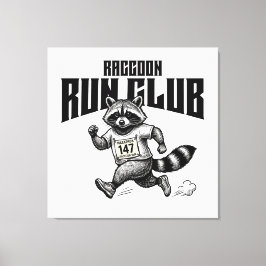 Raccoon Run Club Maraton Retro Trash Panda  Canvastryck