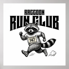 Raccoon Run Club Maraton Retro Tvättbjörn  Poster