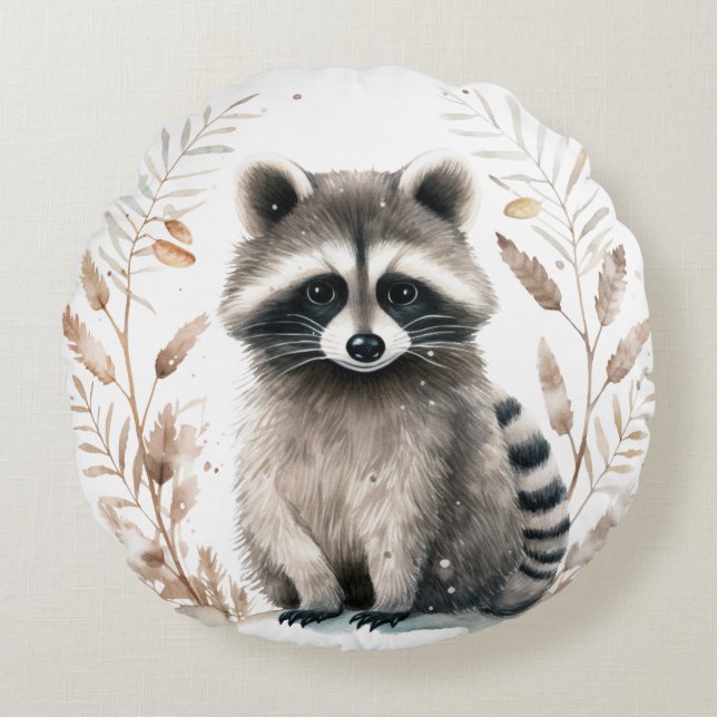 Raccoon Rund Kudde (Framsidan)