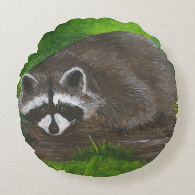 Raccoon Rund Kudde (Framsidan)