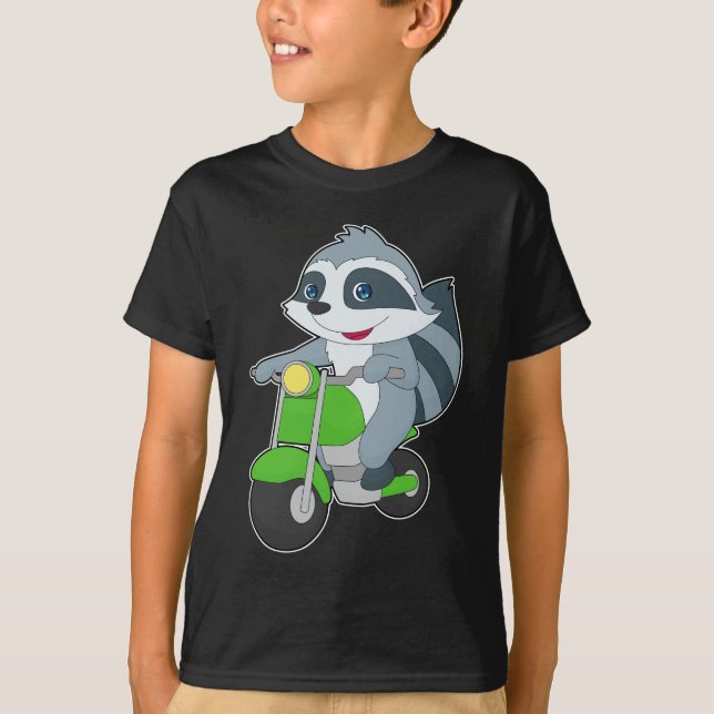 Raccoon Scooter T Shirt (Framsida)