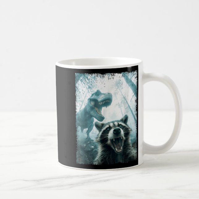 Raccoon Selfie With Tyrannosaurus T Rex Adventure  Kaffemugg (Höger)