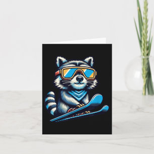 Raccoon Skiing på en fin vinter och utomhusslam oc Kort
