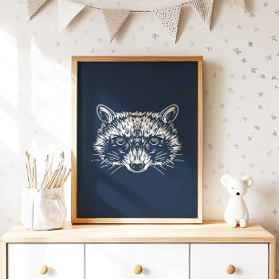 Raccoon Skriv ut Forest Animal Raccoon Wall Poster