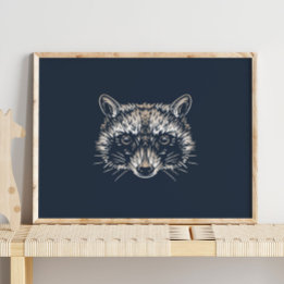 Raccoon | Skriv ut Forest Animal Raccoon Wall Poster