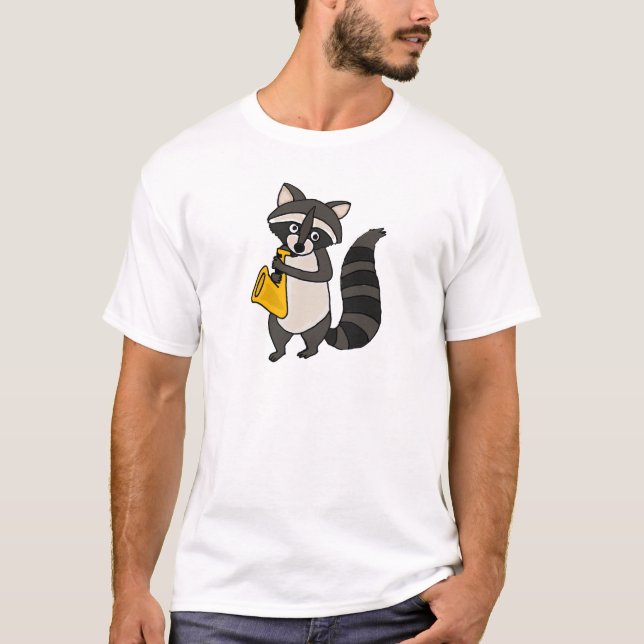 Raccoon som BF leker saxofontecknaden T-shirt (Framsida)
