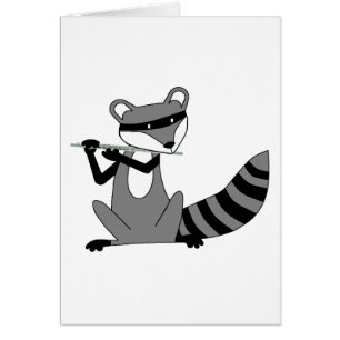 Raccoon som leker flöjten hälsningskort