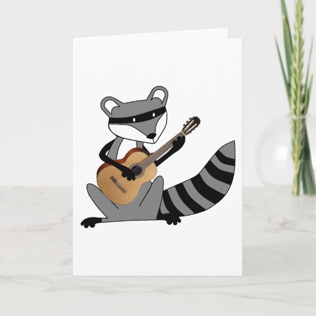 Raccoon som leker gitarren kort (Framsida)