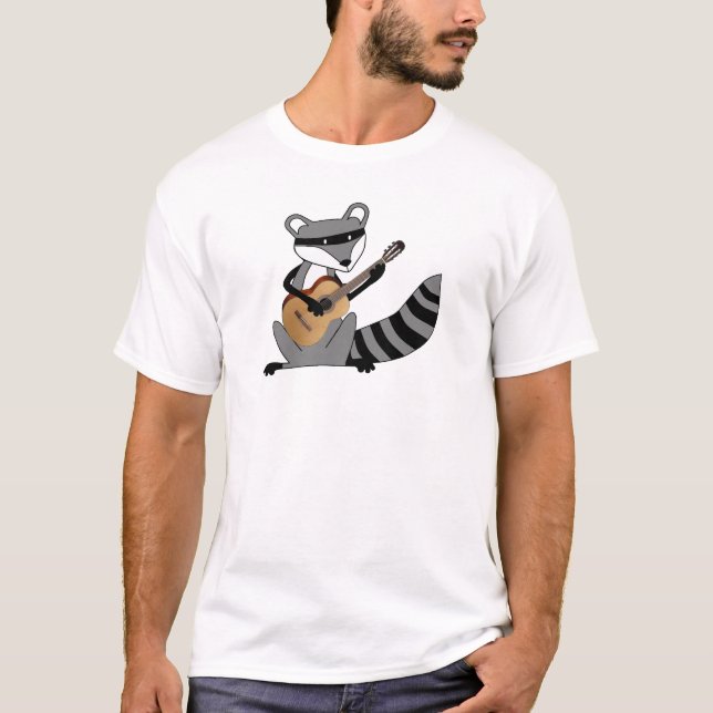 Raccoon som leker gitarren tee (Framsida)
