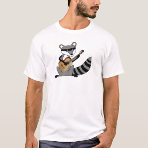Raccoon som leker gitarren tee shirt