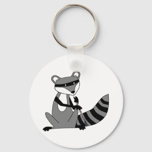 Raccoon som leker Oboen Nyckelring