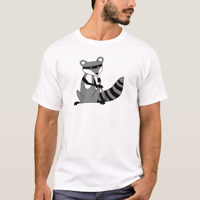Raccoon som leker Oboen Tee Shirt (Framsida)