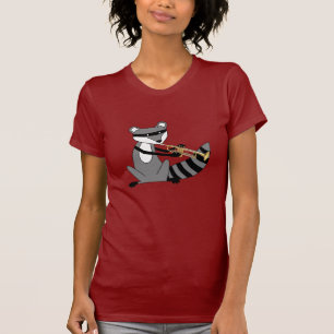 Raccoon som leker trumpeten t-shirt