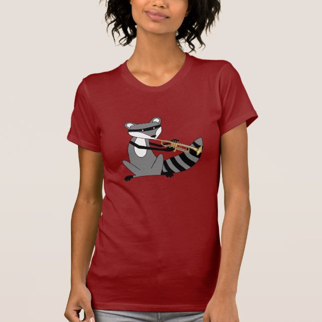 Raccoon som leker trumpeten t-shirt (Framsida)