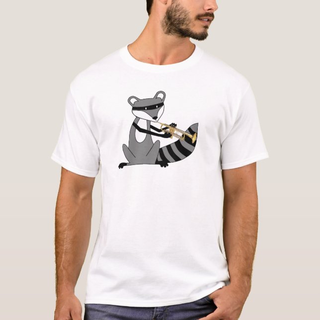 Raccoon som leker trumpeten tee (Framsida)