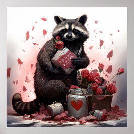 Raccoon sopor poetry Valentines day Poster