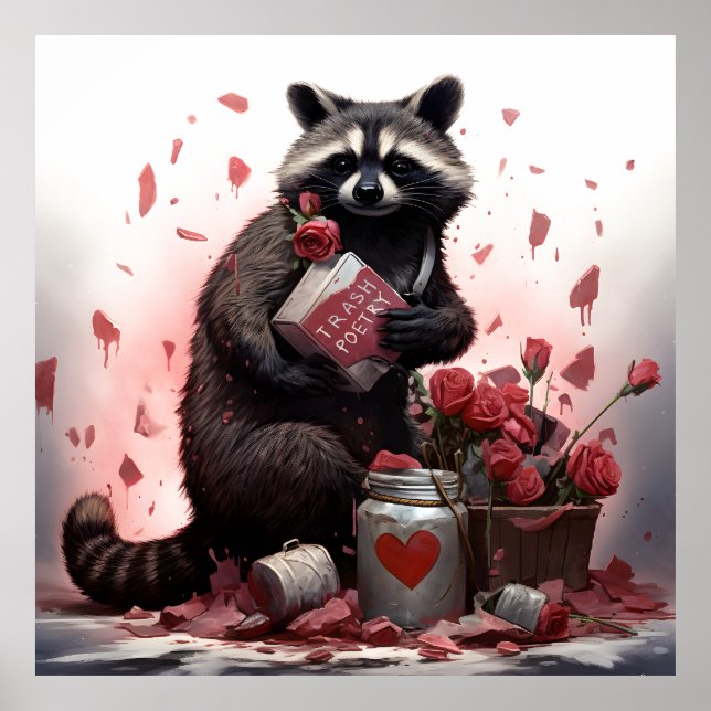Raccoon sopor poetry Valentines day Poster (Framsidan)