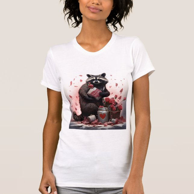 Raccoon sopor poetry Valentines day T Shirt (Framsida)
