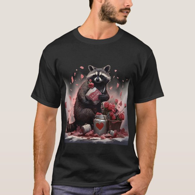 Raccoon sopor poetry Valentines day T Shirt (Framsida)