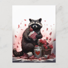 Raccoon sopor poetry Valentines day Vykort