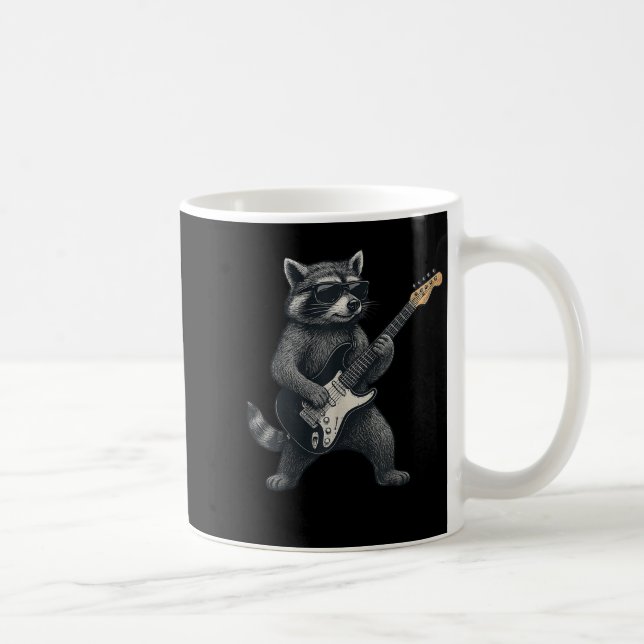 Raccoon Spela Guitar Rock and roll Gift Manar Wome Kaffemugg (Höger)