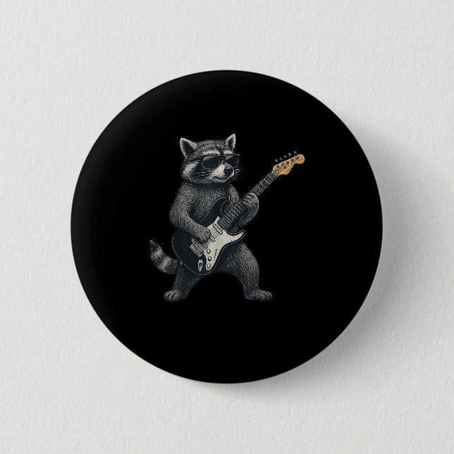 Raccoon Spela Guitar Rock and roll Gift Manar Wome Knapp (Framsida)