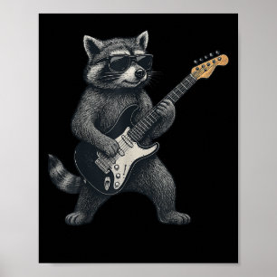 Raccoon Spela Guitar Rock and roll Gift Manar Wome Poster