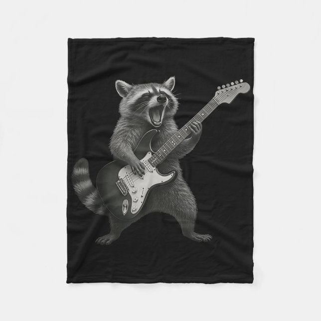 Raccoon Spela Guitar Rock and roll Guitarist Rac Fleecefilt (Framsidan)