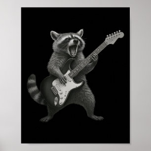 Raccoon Spela Guitar Rock and roll Guitarist Rac Poster